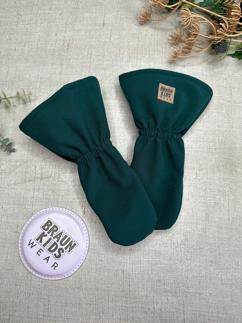 Ziemas softshell cimdi bērniem ar flīsa oderi - Tumši zaļi